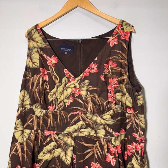Jones New York Vneck Tropical Floral Print Midi Dress Size 20 - Picture 2 of 9